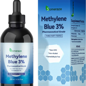 Methylene Blue Pharmaceutical Grade, 3% Ultra Concentration Nootropic Supplement for Humans, No Formaldehyde, No Alcohol, Third-Party Tested (120 mL, 4.06 fl oz)